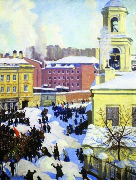 街並み Painting - 1917 年 2 月 27 日 ボリス・ミハイロヴィチ・クストーディエフ 都市景観 都市のシーン